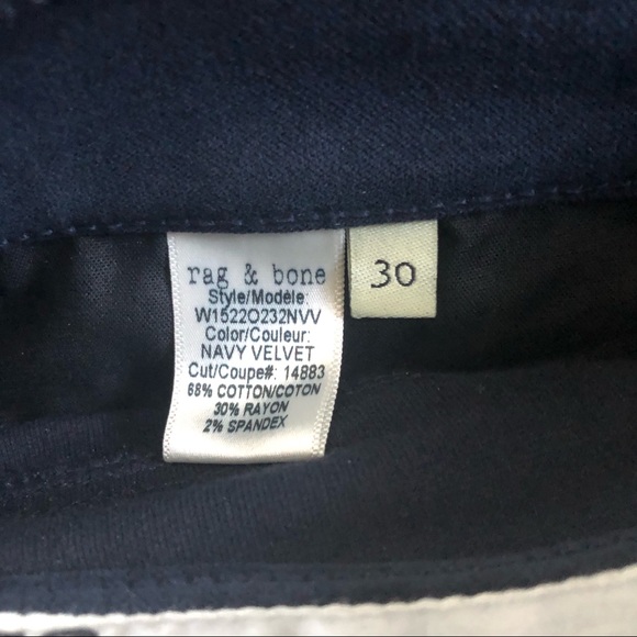 rag & bone jean Navy Velvet Skinny Pants - Picture 5 of 9